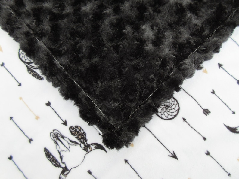 Dreamcatcher Black and White Minky Baby Blanket In Stock Ready to Ship