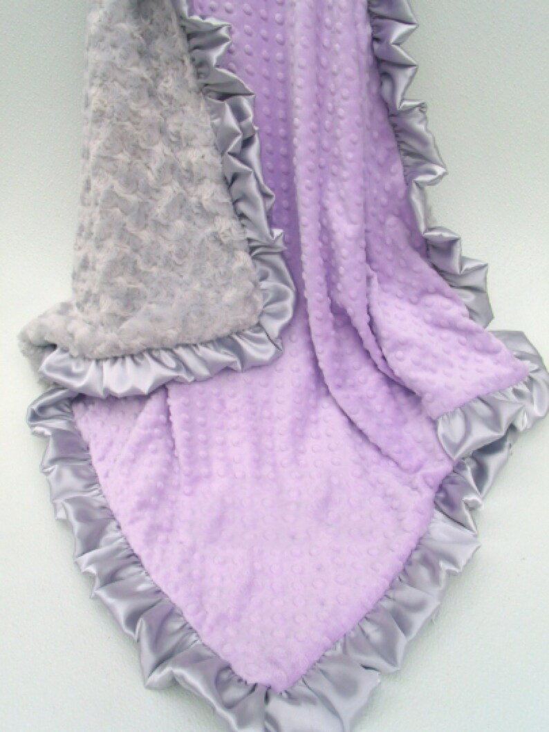 Lavender and Silver Gray Minky Baby Blanket Silver Swirl ...