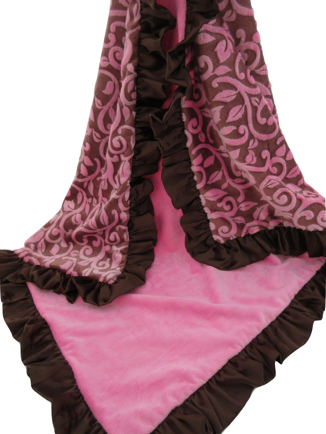 Rose et Brun Vigne Minky Baby Blanket Brown Mar Bella En Etsy France
