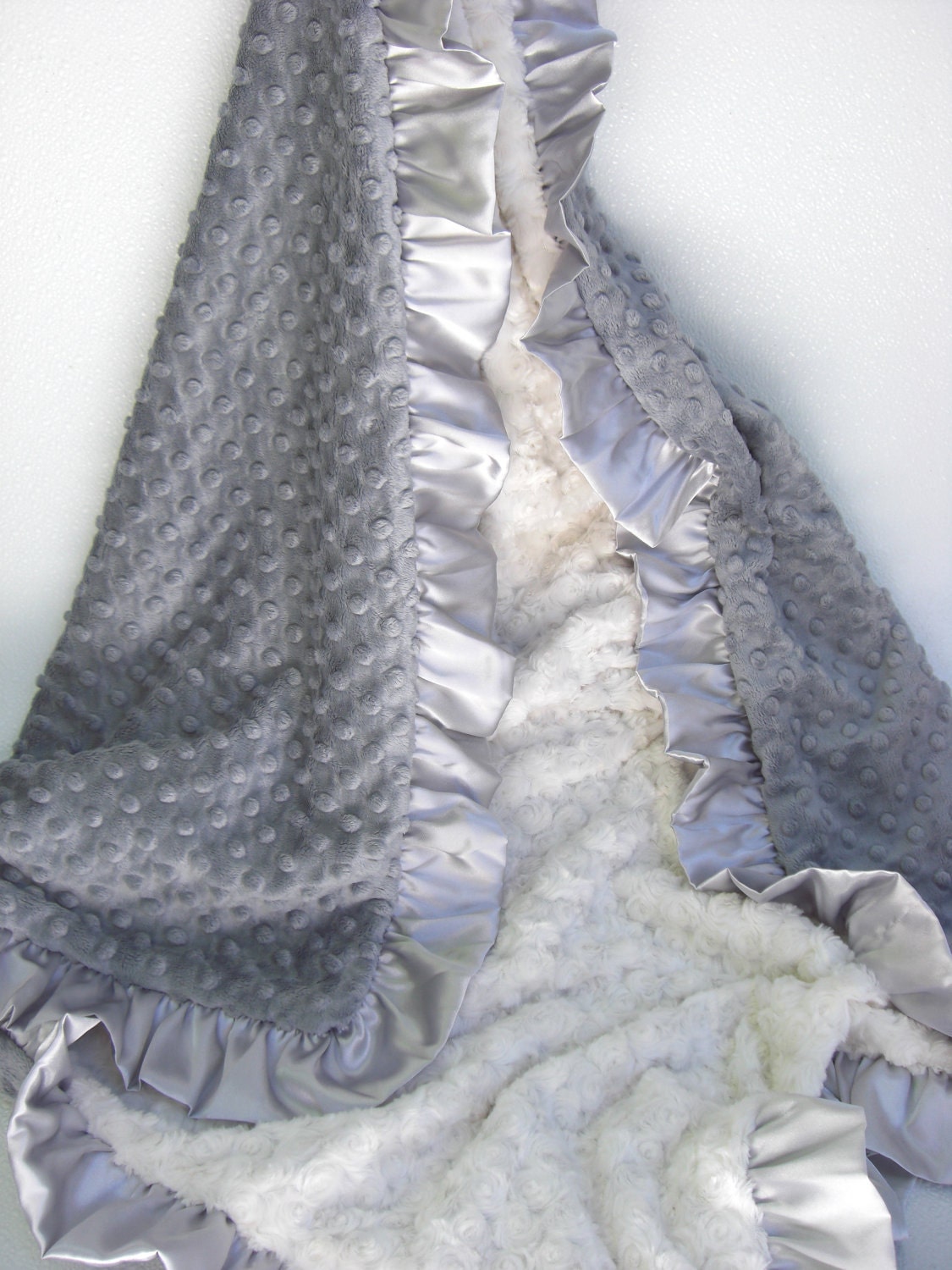 Charcoal Gray and Cream Minky Baby Blanket 3 Sizes Etsy