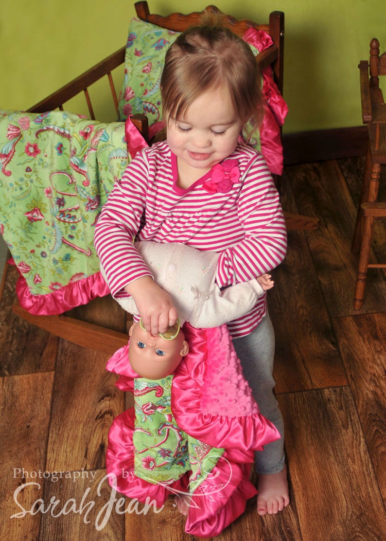 Personalized Pink Damask Minky Blanket for a Baby Girl, choose coordinating minky, ske 230 image 4