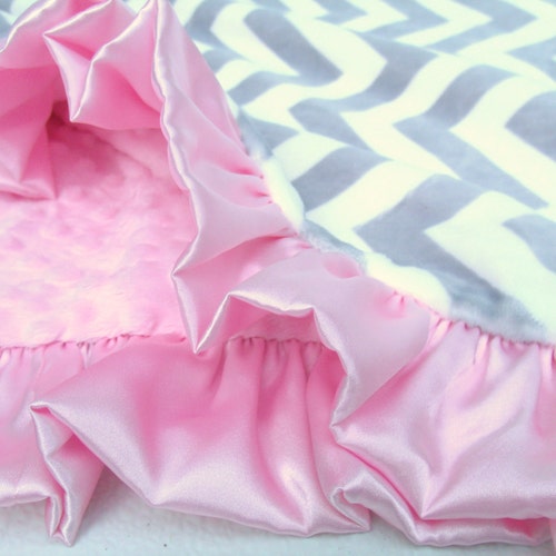 Minky Blanket Baby Blanket Chevron Blanket Grey and Orange Etsy