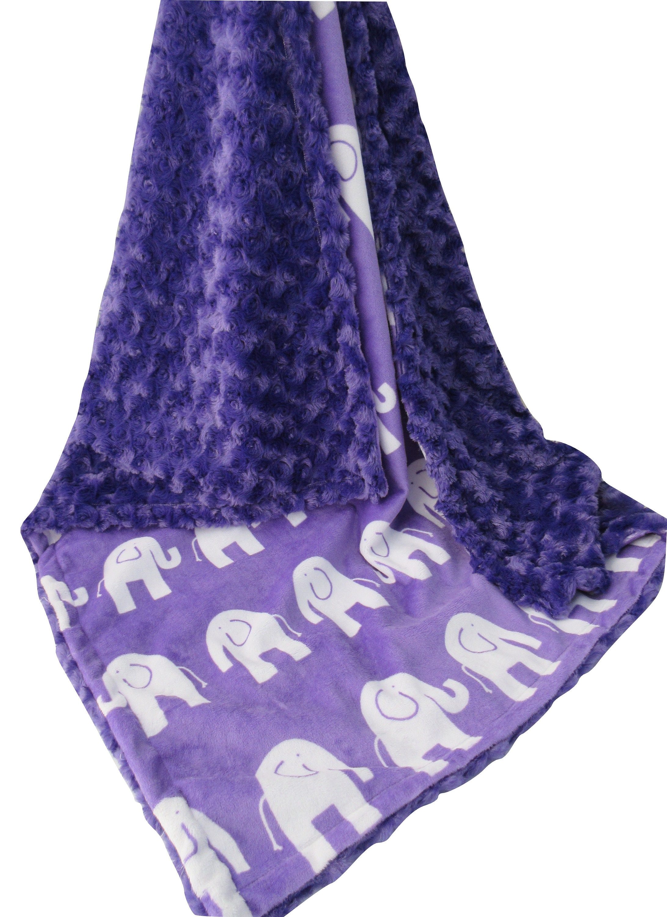 Purple Elephant Minky Baby Blanket