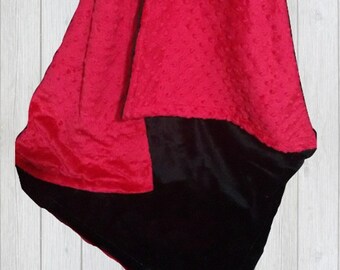 Personalized Red Dot Minky Baby Blanket, Custom Backing Color