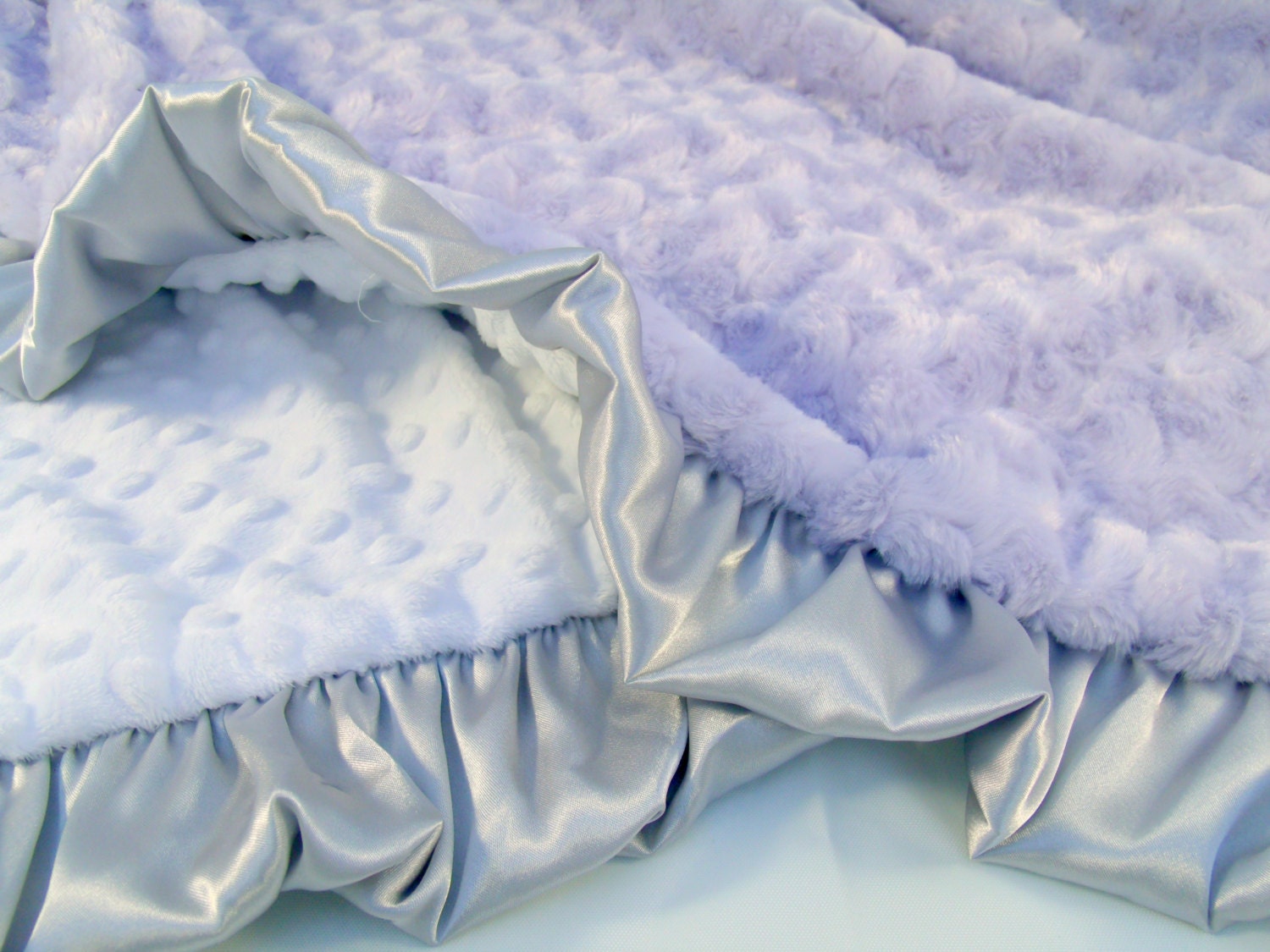 Lavender Gray and White Minky Baby Blanket Baby Girl Blanket Etsy