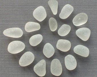 18 Pieces CLEAR Beach Gathered Sea Glass for Jewelry Making Pendants, Smaller GUMDROPS