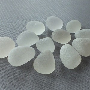 12 Pcs CLEAR Beach Gathered Sea Glass for Jewelry Making, THICK Round GUMDROPS image 2