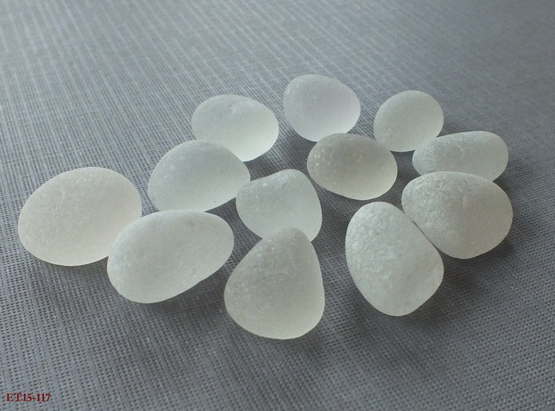 12 Pcs CLEAR Beach Gathered Sea Glass for Jewelry Making, THICK Round GUMDROPS image 2