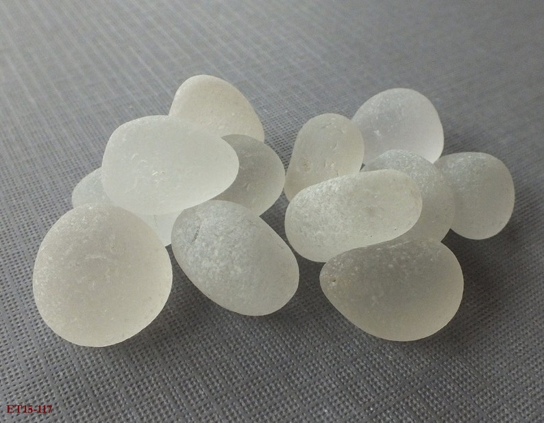 12 Pcs CLEAR Beach Gathered Sea Glass for Jewelry Making, THICK Round GUMDROPS image 3