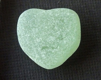 Natural HEART shaped Piece of SEAFOAM Beach Gathered Sea Glass for Jewelry