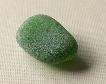 Larger Oblong Pendant Sized Piece of GREEN Beach Gathered Sea Glass for Jewelry