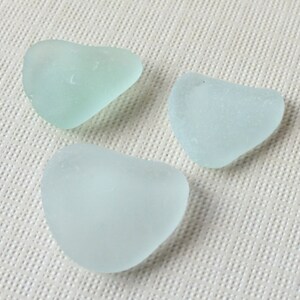 3 Natural HEART Shaped Pieces of PALE SEAFOAM Beach Gathered Sea Glass