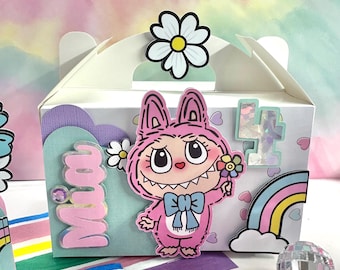 Labubu favor box/Monster favor box/Personalized Gable Box for Parties and Events