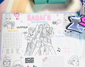KPop Birthday Placemat | Personalized Activity Sheet