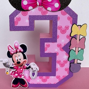 Minnie Mouse 3D Birthday Number Centerpiece: Custom Party Decoration