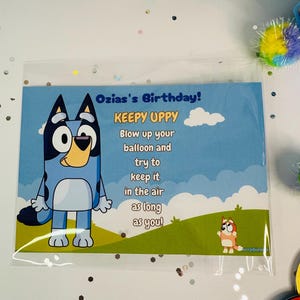Bluey inspired themed party favors/Bluey  Birthday Keepy Uppy/Keepy uppy bluey