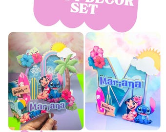 Lilo and Stitch Birthday Cake Topper 3D Shaker Party Dekoration