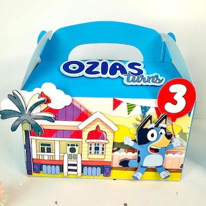 Bluey Party Favor Boxes: Decorated Gable Goodie Bags