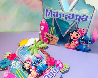 Lilo and Stitch 3D Letter Centerpiece: Shaker Birthday Party Decoration