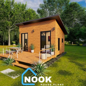 14 x 20 Cabin House Plan, Tiny House Plans, DIY Cabin Plans, Small Cabin Plans, Modern Cottage Tiny Floor Plans, Small House Adu Plans