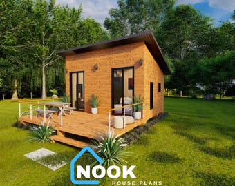 Plan małego domku: nowoczesny projekt domku (14x20) (pobranie cyfrowe)