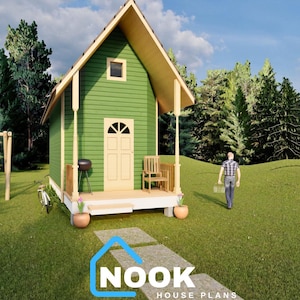 Tiny House Cabin Plans: 8&#39;x8&#39; Architectural PDF Blueprint (Digital Download)