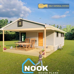 24 x 18 Cabin House Plan, Tiny Cabin Plans, DIY Cabin Plans with Cut List, Small Cabin Plans, Tiny House Plans,Small House Adu Plans