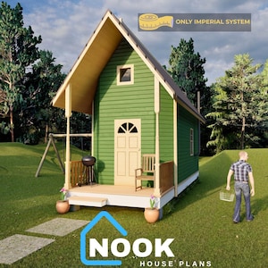 Tiny House Cabin Plans: 8&#39;x8&#39; Architectural PDF Blueprint (Digital Download)