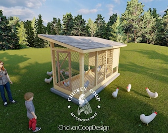 Planos para gallinero de 9x6 con corral: Diseño de gallinero con acceso directo (Descarga en PDF)