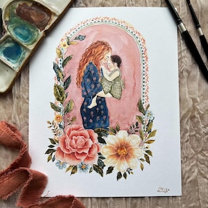 Mother and Daughter Painting | Wall Art | Custom Mother Child Painting | Mother's Day Gift | Art for Motherhood Wall Decor