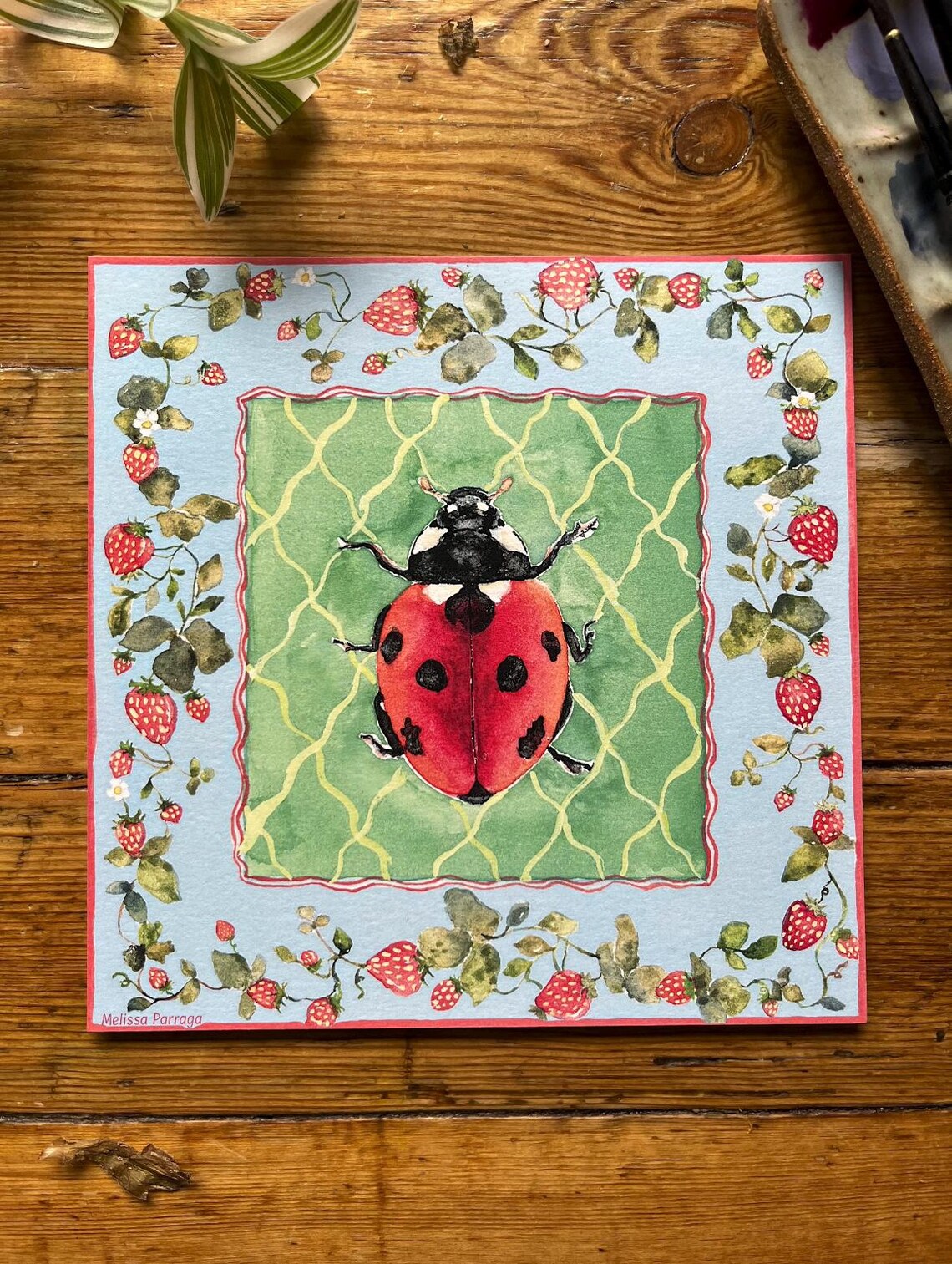 Ladybug Art Print | Cottage Core Decor | Nursery Decor | 5x5