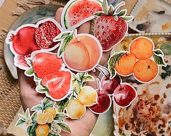 Fruit Sticker Set, 10 pack, Planners, Journals, Decorations, Rewards, Party Supplies, Gifts, Water bottle. Waterproof Vinyl Stickers