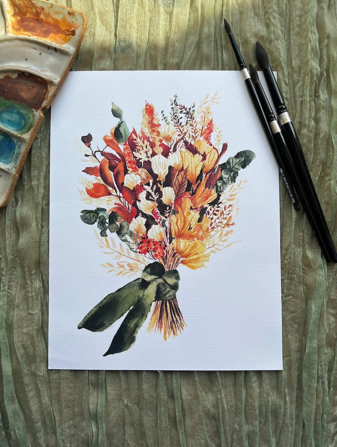 Fall Bouquet | Wall Decor | Floral Watercolor Art | Fall Art Print - Etsy