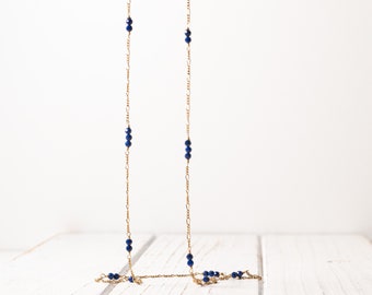 Lapis and Gold Necklace, gold-filled
