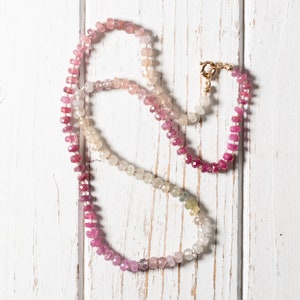 Umba Sapphire faceted rondelle hand-knotted necklace 14k Gold