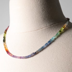 Rainbow faceted 4mm rondelle necklace