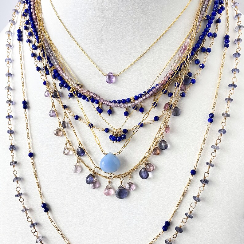 Lapis and Gold Necklace, gold-filled image 5