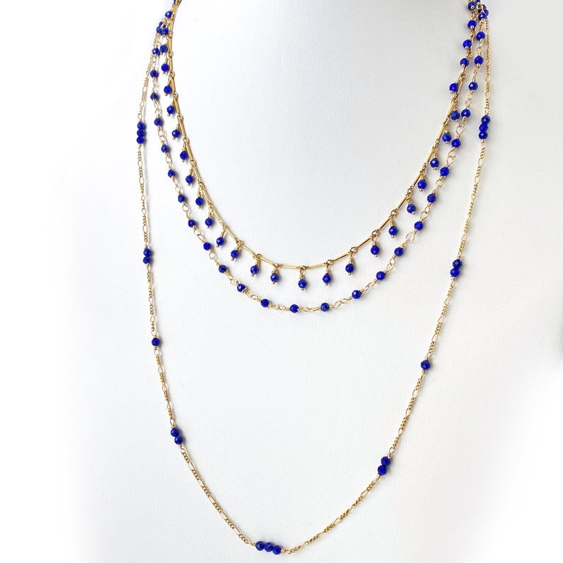 Lapis and Gold Necklace, gold-filled image 4