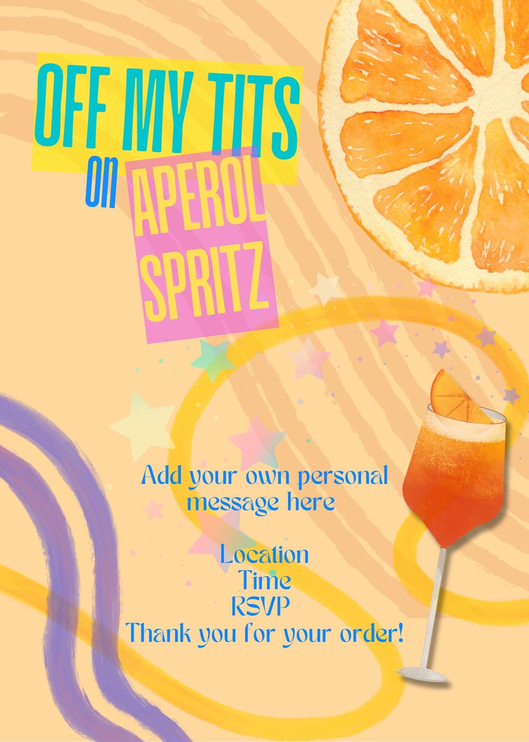 Aperol Spritz Gift Off My Tits On Aperol Spritz Banner - Orange Glitter Party  Banner For Bachelorette, Birthday \u0026 Wedding Decor Funny Birthday Banner, image size:1080x1513