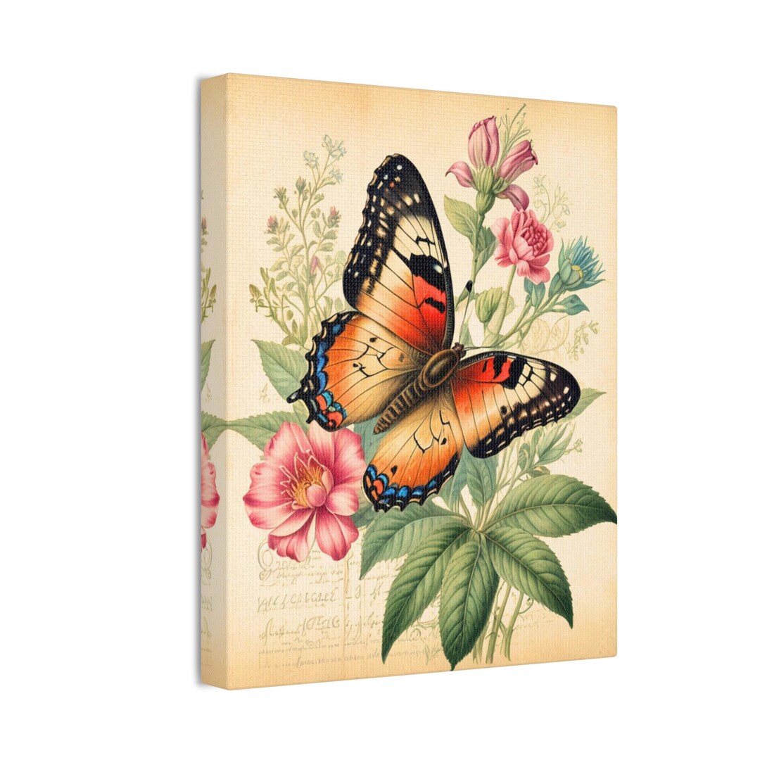 Vintage Butterfly Botanical Art Print Floral Nature Cottage Decor - Etsy