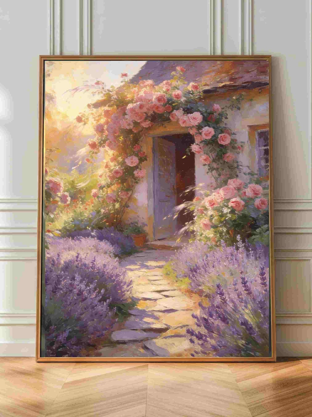 Lavender Garden Path Cottage Wall Art | Romantic English Landscape ...