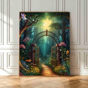 Moonlit Garden Series - Enchanted Forest Canvas Art| Secret Garden Landscape | for Cottagecore Wall Decor