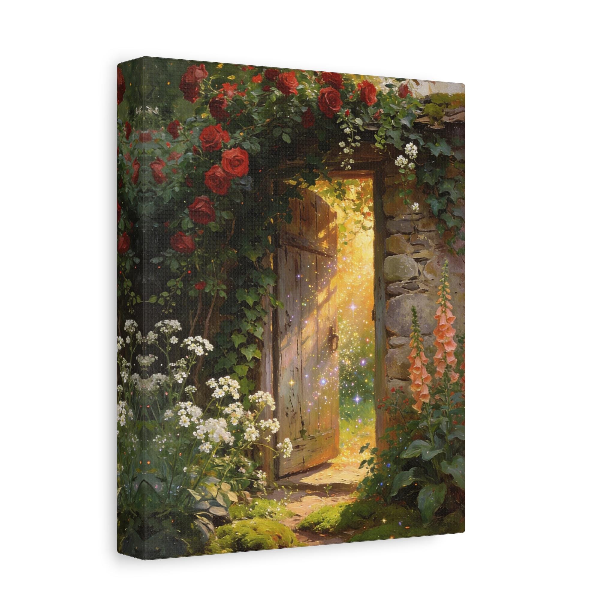 Secret Garden Door Wall Art | Romantic Cottage Garden Painting With ...