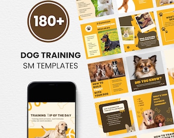 Dog Training Social Media Templates, Pet Business Canva Posts (180+)