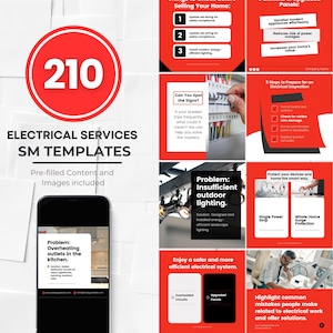 Eletricista eletricista fornecimento de energia fiação de luz técnico especialista reparador eletricista Instagram mídia social editável CANVA modelos de design