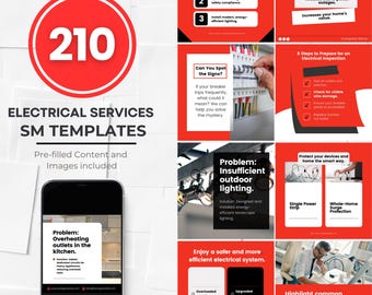 Electrician Social Media Templates: Editable Canva Designs