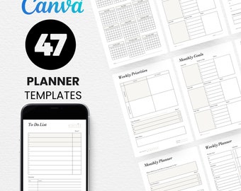 Planner Templates Bundle for Canva & Illustrator Customizable Printable Stylish canva planner business planner gym template
