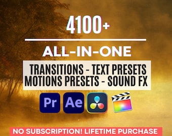 4100+ Transitions Text Motion Presets Sound FX & 6K Gradient Backgrounds Compatible with Adobe Premiere After Effects Final Cut Pro DaVinci