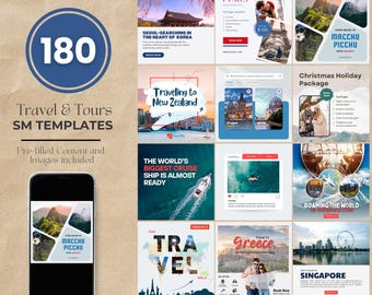 Travel Instagram Templates: Social Media Posts (Digital Download)