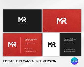 Retro Business Card Template, Editable Canva Design (Printable)